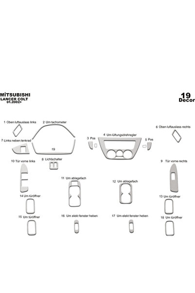 Marscockpitdesign ميتسوبيشي لانسر وحدة التحكم-توبيردو 2002-2009 19 قطعة