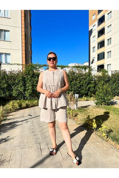 MJORA 100% Cotton Linen Shorts & Tunic Set