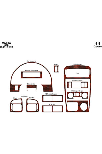 Marscockpitdesign مازدا 626 كونسول-توربيدو 1997-2004 11 قطعة
