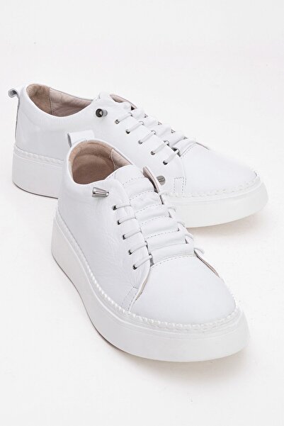 Lizy Shoes Alb - Tenis de damă din piele naturală