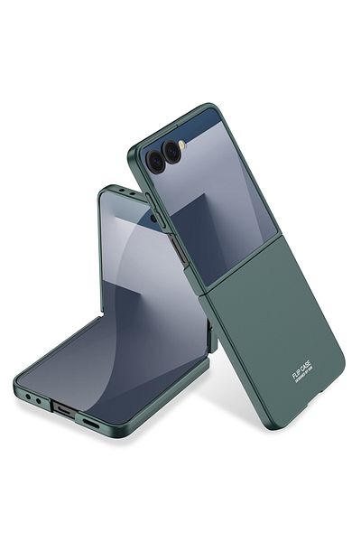 HTstore حافظة Z Flip 7 متوافقة مع Galaxy Zore ذات غطاء صلب - أخضر