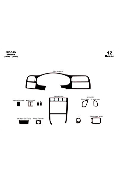 Marscockpitdesign نيسان صني كونسول-توربيدو 1991-1995 12 قطعة