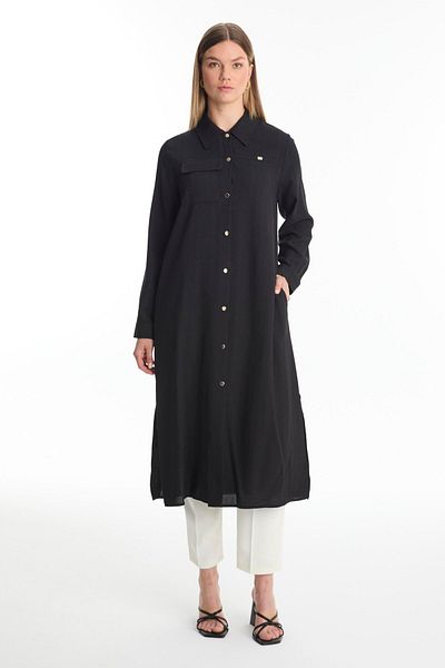 Zühre Pocket Detailed Belted Black Wear Out Gç-0247