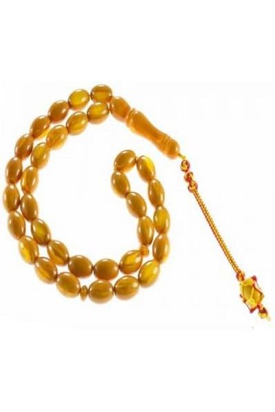 Eagal Amber Prayer Beads Bracelet with Brown and Yellow Circular Design