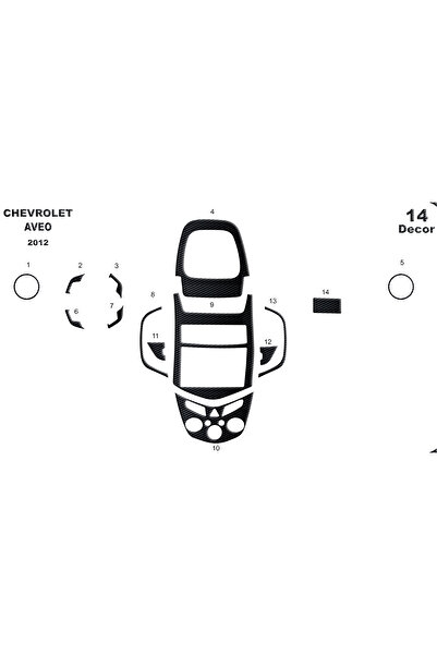 Marscockpitdesign شيفروليه أفيو بيانو بلاك كونسول-توربيدو 2012 14 قطعة