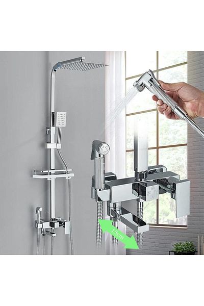 Rain Drop De la Robinetul Meu Shower column with shower or bathtub faucet and hand shower, 25 X 25, chrome