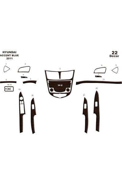Marscockpitdesign هيونداي أكسنت كونسول أزرق-توربيدو 201 22 قطعة