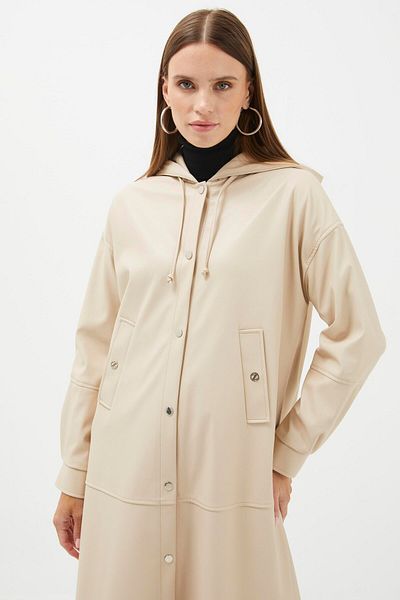 Zühre Hooded Pocket Detailed Long Stone Wear and Go GÇ-0135