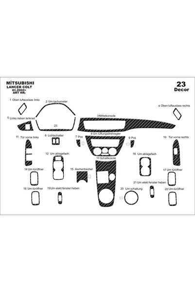 Marscockpitdesign ميتسوبيشي كولت - لانسر كونسول-توربيد 2002 23 قطعة