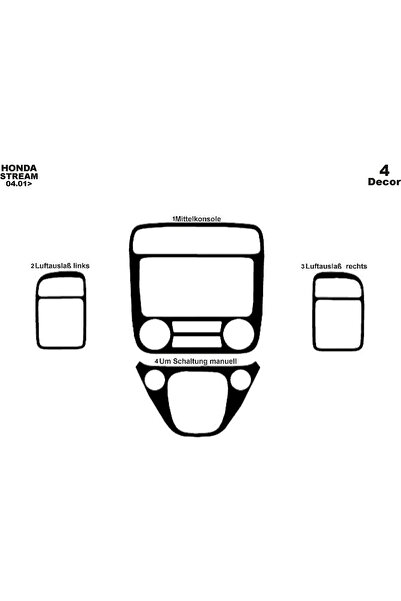 Marscockpitdesign غطاء لوحة القيادة الأمامية لهوندا ستريم أسود لامع 4 قطع 200...
