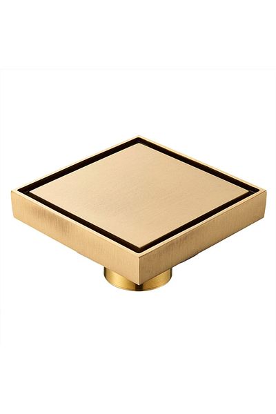 Rain Drop De la Robinetul Meu 2-sided floor drain, tileable, with anti-odor system, made of brass, gold nickel-plated