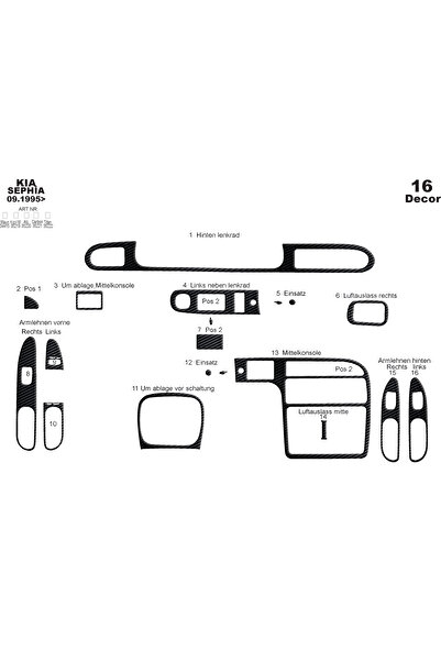 Marscockpitdesign كيا سيفيا وحدة التحكم-توبوردو 1995 16 قطعة