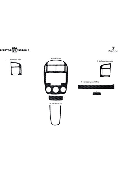 Marscockpitdesign Kia Cerato Sedan Dashboard Trim 2007 7 Pieces