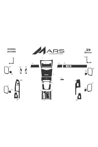 Marscockpitdesign Honda Accord Κονσόλα-Ταπετσαρία Ταμπλό 2003- 29 Τεμάχια