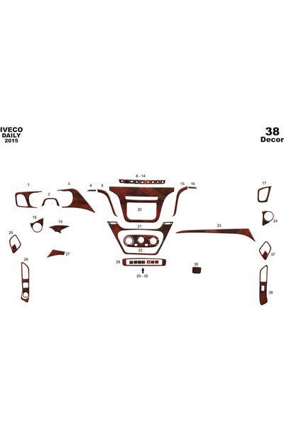 Marscockpitdesign Iveco Daily Console-Torpedo Coating 2014 38 قطعة