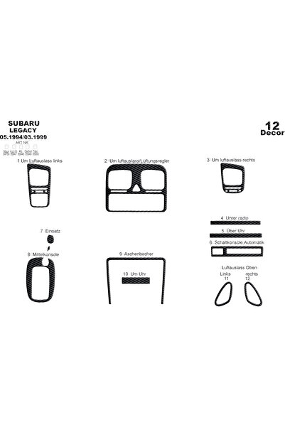Marscockpitdesign سوبارو ليجاسي وحدة التحكم-تغطية التوربو 1994-1999 12 قطعة