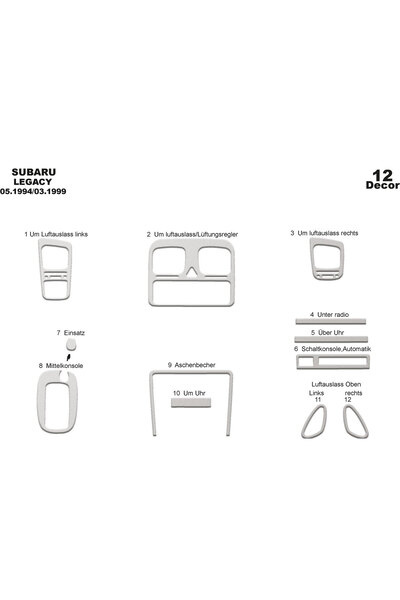 Marscockpitdesign سوبارو ليجاسي وحدة التحكم-تغطية التوربو 1994-1999 12 قطعة