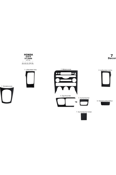 Marscockpitdesign هوندا سيتي كونسول-توربيدو 2006-2010 7 قطع