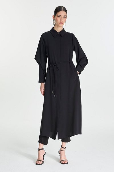 Zühre Shirt Collar Hidden Button Black Wear and Go Gc-0001