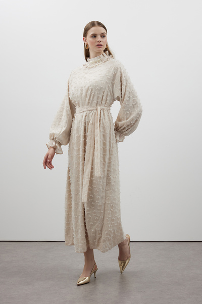 FUSHYA Yaka Broş Detaylı Abiye Elbise