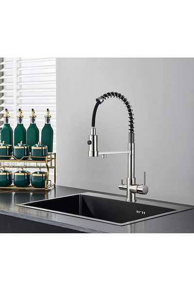 Rain Drop De la Robinetul Meu 3-way kitchen faucet, purified water filter outlet, chrome