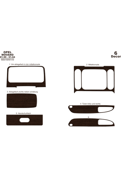 Marscockpitdesign نيسان انترستار كونسول-توربيدو 2002 6 قطع