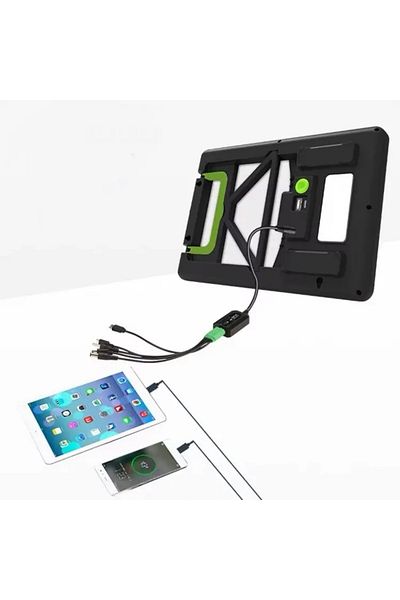 divendi-ro 15W solar panel with 1200mAh battery, GD-100S, portable, with charging ports, 29x19cm, black