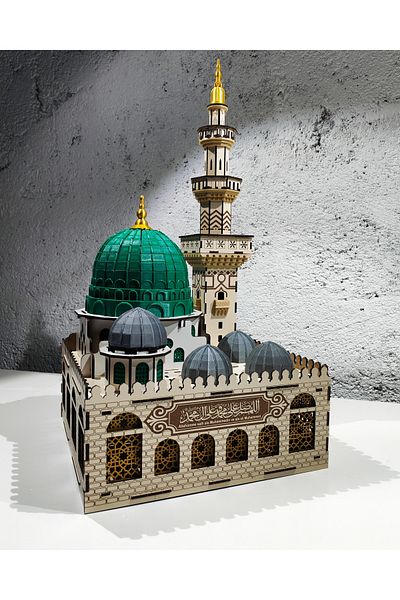 14lazerkesim Mescid-I Nebevi Illuminated Wooden Model - Religious Themed Domestic Production