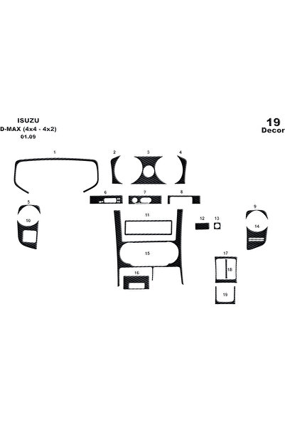 Marscockpitdesign ايسوزو دي ماكس 4X2-4X4 كونسول-توربيدو 2007-2012 19 قطعة