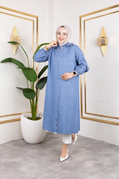 GLR&GYM GÜLÇİN KAPÜŞONLU FERMUARLI ARA BOY KUMAŞ KOT KAP