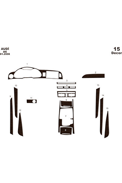 Marscockpitdesign أودي A6 2008 كونسول-توربيدو 16 قطعة