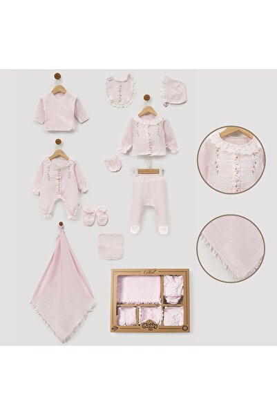 ZEYNUKO طقم زيبين لحديثي الولادة مكون من 10 قطع من الموسلين المطرز بالزهور لح...