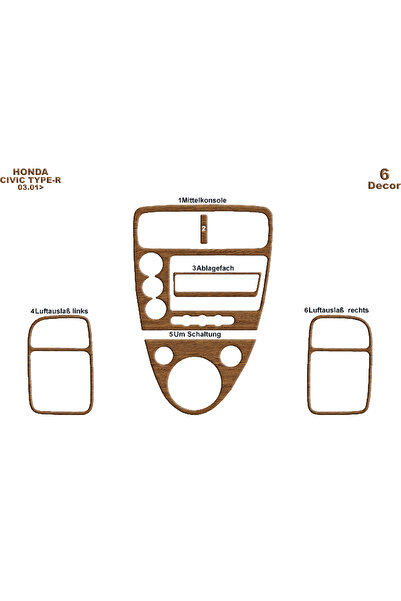 Marscockpitdesign هوندا سيفيك تايب R كربون مطلي 2001-2006 6 قطع