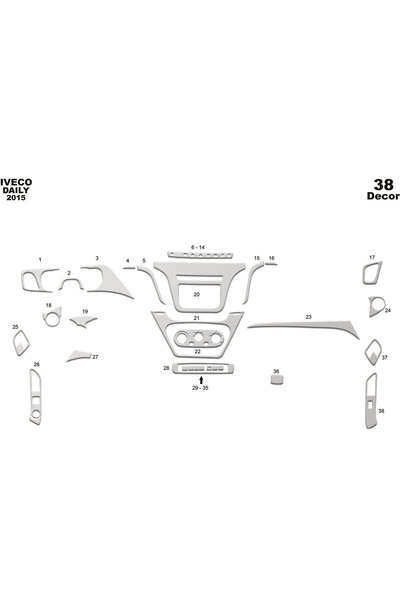 Marscockpitdesign Iveco Daily Console-Torpedo Coating 2014 38 قطعة