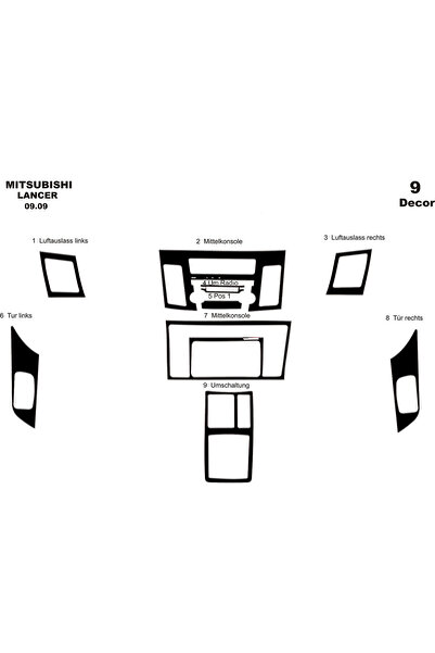 Marscockpitdesign ميتسوبيشي لانسر وحدة التحكم-تورد 2009 9 قطع