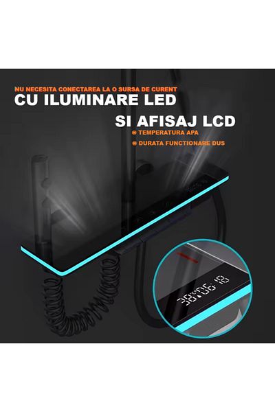 Rain Drop De la Robinetul Meu Coloana de dus cu afisaj LCD si turbina generatoare de curent, iluminare LED, corp baterie din alama
