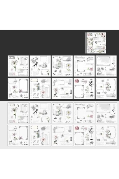 Choice3 S20657-4 4Style 20pcs/book INS Floral Sticker Book Four Seasons Theme Cutting Scrapbook Dual-materia