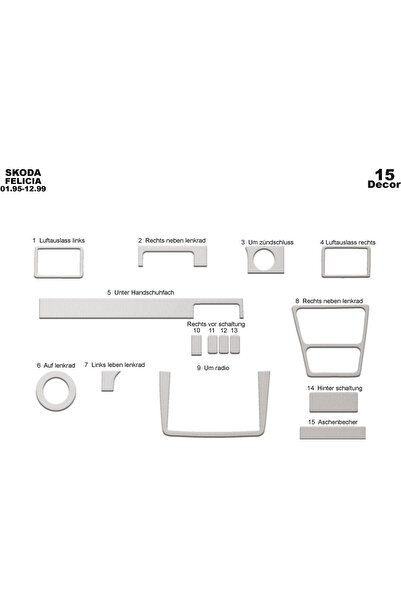 Marscockpitdesign سكودا فيليسيا وحدة التحكم-توبيردو 1995-1999 15 قطعة