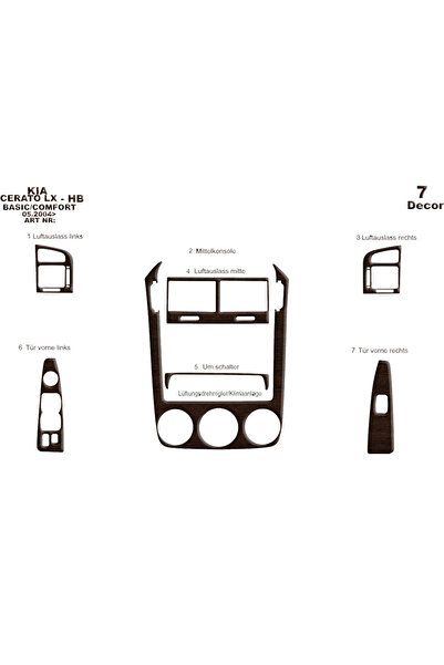 Marscockpitdesign كيا سيراتو LX HB وحدة التحكم-توبيردو 2004-2007 7 قطع