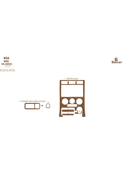 Marscockpitdesign كيا ريو وحدة التحكم-توبيردو 2002-2005 6 قطع