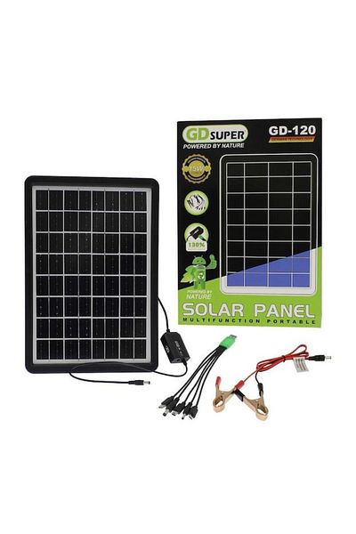 divendi-ro 15W portable solar panel, GD-120, IP65, with device charging sockets, ABS, 37x26 cm, black
