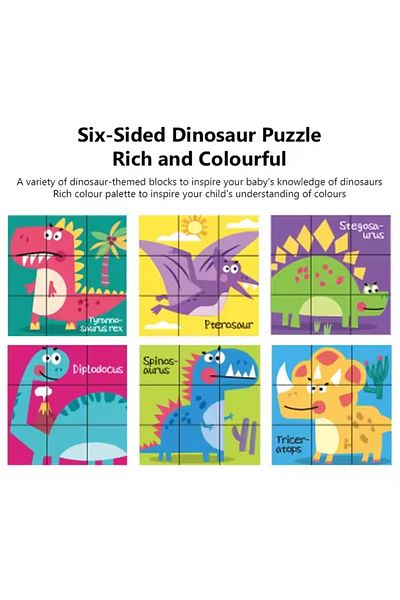 divendi-ro Educational Puzzle 6 in 1, Dinosaurs, with 9 pieces, 18x18x6cm, Multicolor