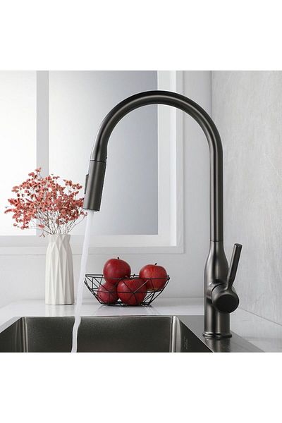 Rain Drop De la Robinetul Meu Kitchen Faucet with Pull-out Shower, Gray