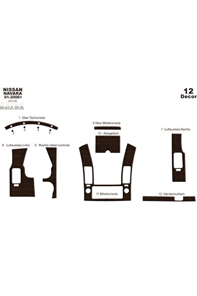 Marscockpitdesign نيسان نافارا كونسول-توربيدو 2006-2010 12 قطعة