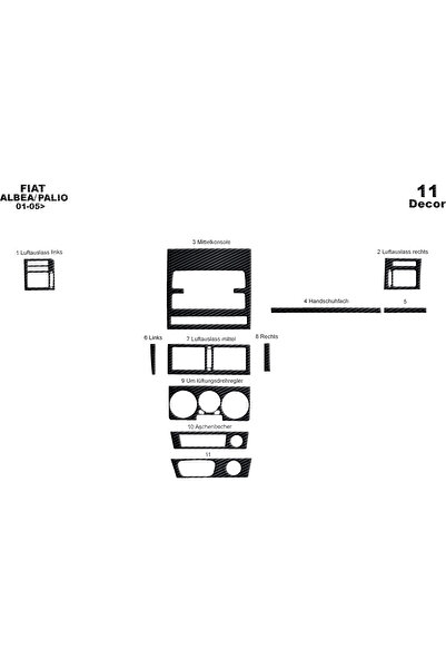 Marscockpitdesign فيات ألبيا باليو كونسول-توربيدو 2005 11 قطعة