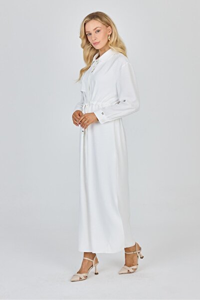 Zühre Shirt Collar Flower Patterned Ecru Wear Out Gc-0256