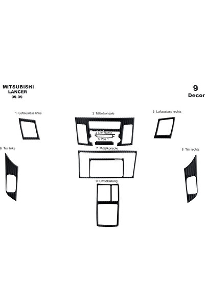 Marscockpitdesign ميتسوبيشي لانسر وحدة التحكم-تورد 2009 9 قطع