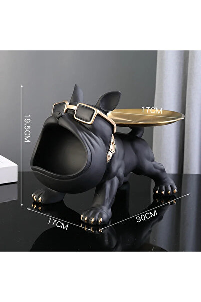 Choice1 تمثال كلب بولدوغ لتزيين المنزل، بطول 30 سم/11.8 بوصة، صندوق تخزين مفا...