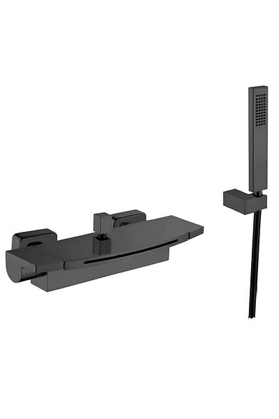 Rain Drop De la Robinetul Meu Bathtub Faucet with Waterfall and Hand Shower, Wall Mounted, Matte Black