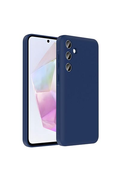 HTstore حافظة Galaxy متوافقة مع A56 مع حماية للكاميرا وحامل البطاقات Zore Vitra - أزرق داكن